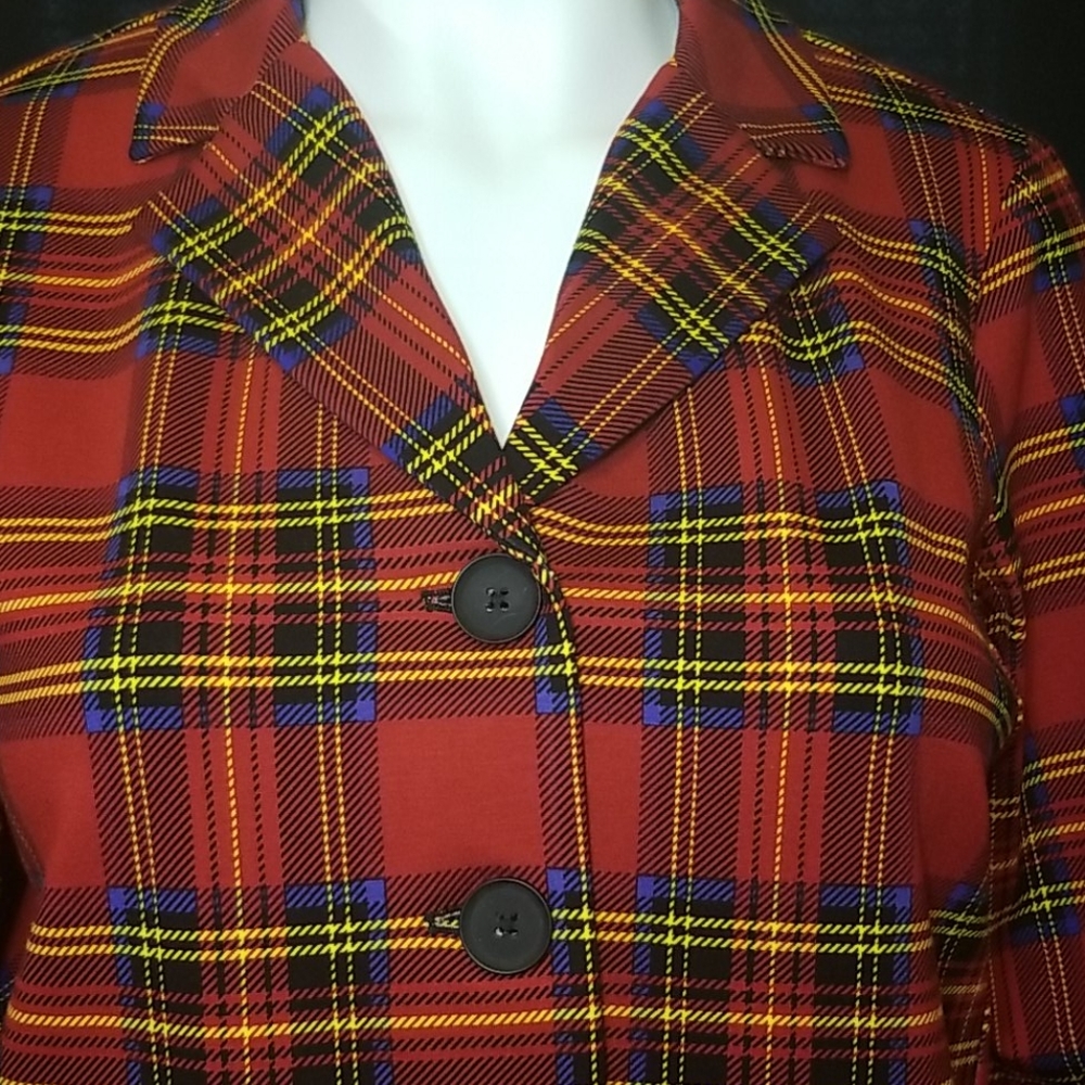 Torrid Betsey Johnson Plaid Premium Ponte Blazer - Picture 4 of 7